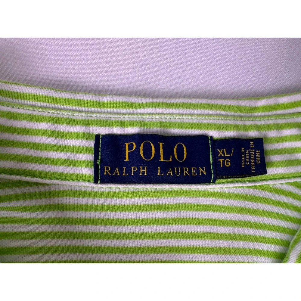 Polo Ralph Lauren Striped Golf Green Polo Shirt Short Sleeve Casual Size XL Mens